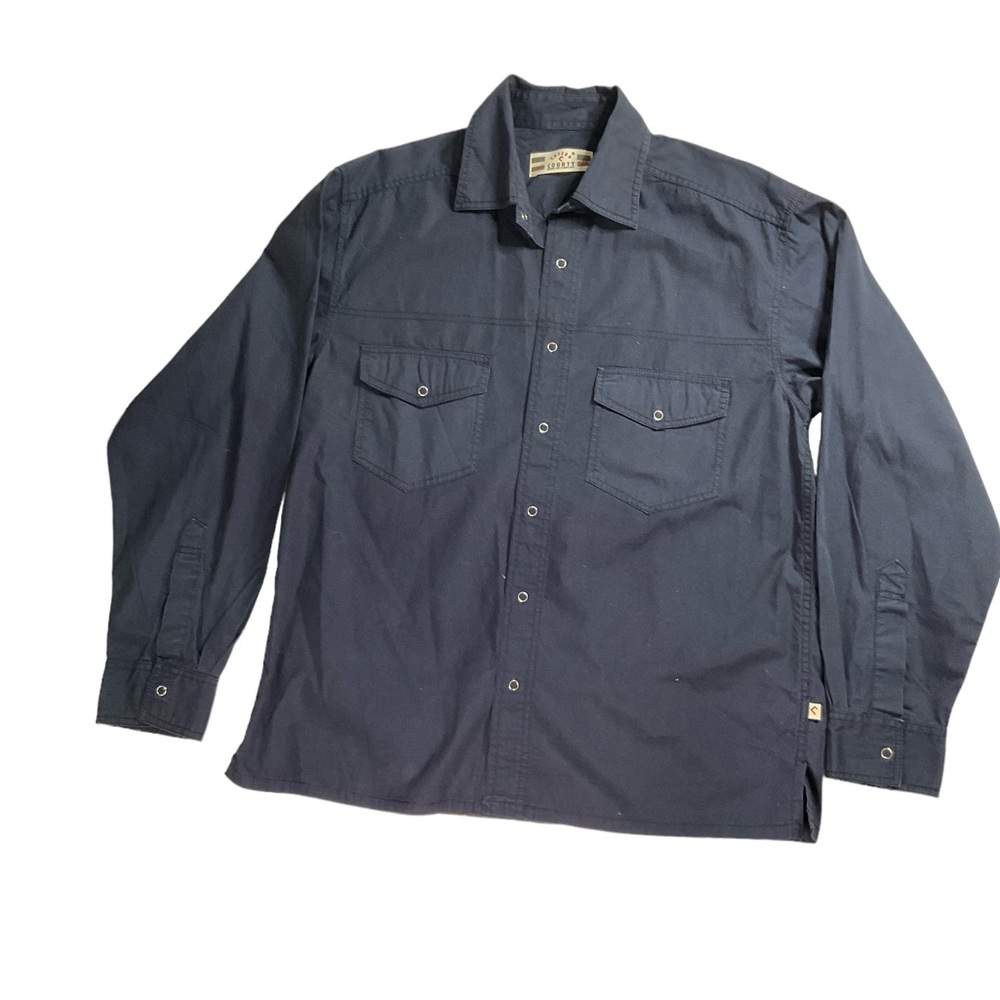 Cotton County Longsleeve Button up XL 42 Black Snap button Western Country